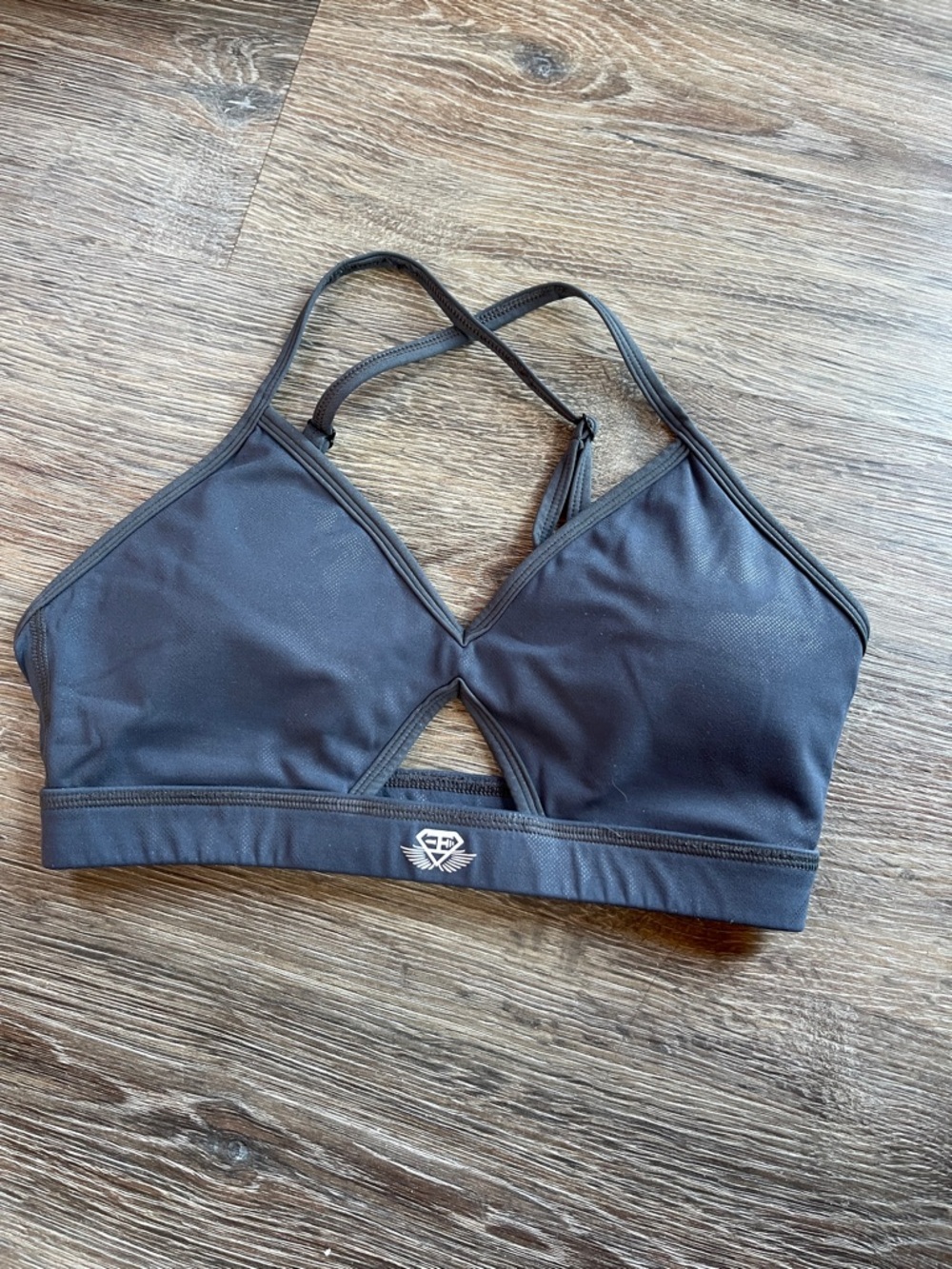 Black Cutout Sports Bralette with Adjustable Straps - Unbranded